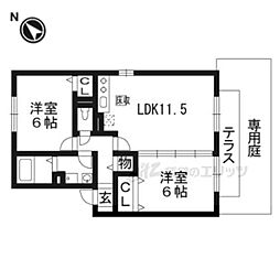 アルカディアD 2LDKの間取図画像
