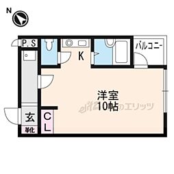 マリーブ1843 ワンルームの間取図画像