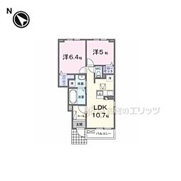 シンシア甲南I 2LDKの間取図画像