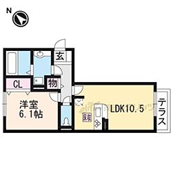 メゾンヴィラ栗東 1LDKの間取図画像