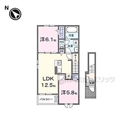 プロムナード東近江I・II 2LDKの間取図画像