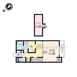 BelleLead悠 1Kの間取図画像
