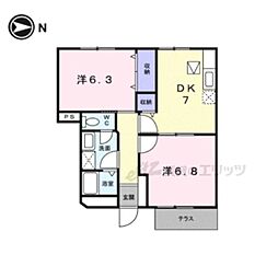 モンターニュ 2DKの間取図画像