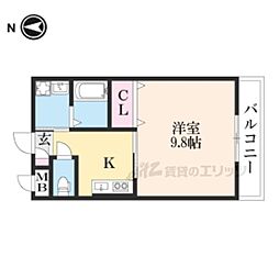 メゾン小西名坂1 1Kの間取図画像