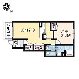 クリアネス壱番館 1LDKの間取図画像