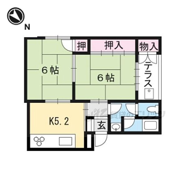 マンションかどわき 102｜滋賀県栗東市中沢3丁目(賃貸マンション2DK・1階・48.04㎡)の写真 その2