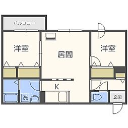 ブランシャール平岸3.8 2LDKの間取図画像