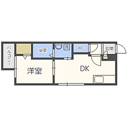メイフェア 1DKの間取図画像