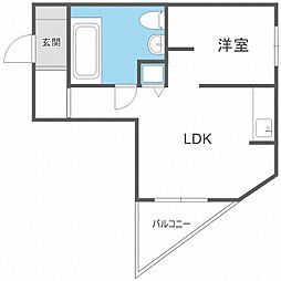 フレンズ本通南 1LDKの間取図画像
