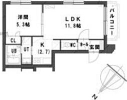 グランメール麻生 1LDKの間取図画像
