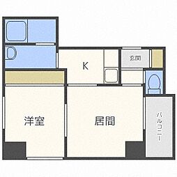 ビーンズコート 1LDKの間取図画像