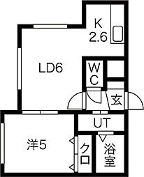 カハラ宮の沢 1LDKの間取図画像
