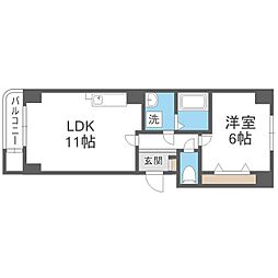 フレックス南郷 1LDKの間取図画像