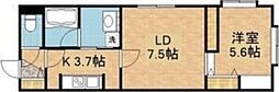 W33 1LDKの間取図画像