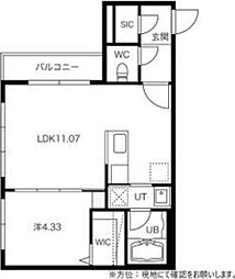 CREA中の島 1LDKの間取図画像
