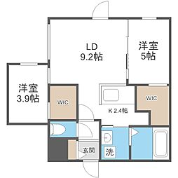 Ts COURT West13(ティーエスコートウエスト13 2LDKの間取図画像