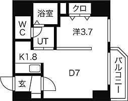 レジデンスタワー札幌 1LDKの間取図画像