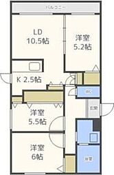 ルミエ琴似 3LDKの間取図画像