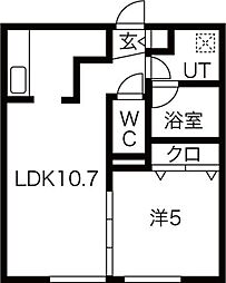 ブロッサム琴似 1LDKの間取図画像