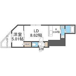 札幌市中央区北七条西11丁目マンション 1LDKの間取図画像