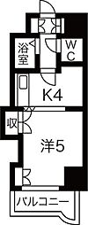 セザール琴似 1Kの間取図画像