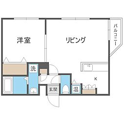 ヴィエルジュ発寒南 1LDKの間取図画像