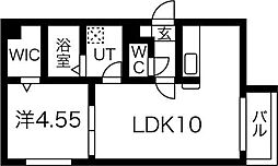 ソミューム発寒南 1LDKの間取図画像