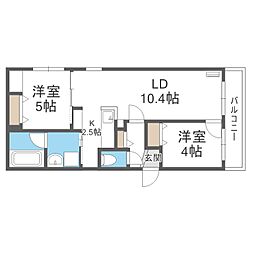 札幌市西区発寒三条2丁目マンション 2LDKの間取図画像