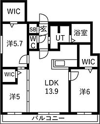 Alivis 宮の森 3LDKの間取図画像