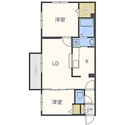 シティレジデンス北円山 2LDKの間取図画像