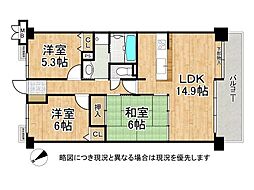 リベール加古川南2 3LDKの間取図画像