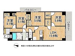 万葉ハイツ東加古川 4LDKの間取図画像