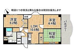 八尾セントラルハイツ 3LDKの間取図画像