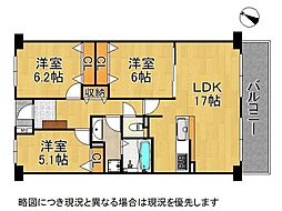 クロスティ・八尾南壱番館 3LDKの間取図画像