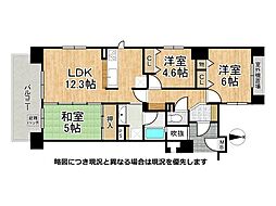 エスリード北田辺第3 3LDKの間取図画像
