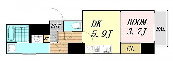 SERENiTE本町reflet ｜大阪府大阪市西区西本町3丁目(賃貸マンション1DK・5階・33.28㎡)の写真 その2