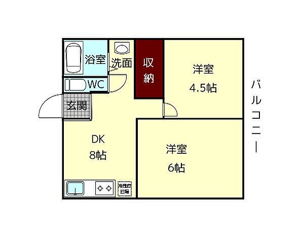 有紀マンションB ｜奈良県生駒市辻町(賃貸マンション2DK・2階・40.00㎡)の写真 その2