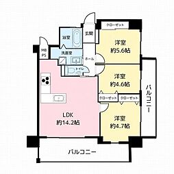 ベアーズコートライカムサンヒルズ 3LDKの間取図画像