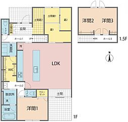 松阪市嬉野中川町　ミサワホーム蔵のある平屋 2LDKの間取り