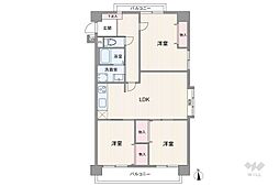 丸美ロイヤル道徳 3LDKの間取図画像