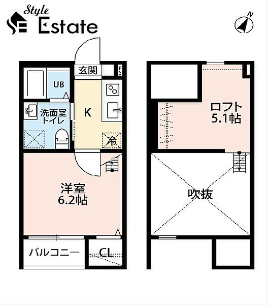 愛知県名古屋市守山区元郷１丁目(賃貸アパート1SK・2階・22.23㎡)の写真 その2