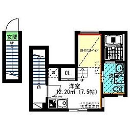 名古屋市営鶴舞線 川名駅 徒歩4分の賃貸アパート 2階ワンルームの間取り
