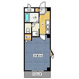 名古屋市営鶴舞線 原駅 徒歩8分の賃貸マンション 1階1Kの間取り