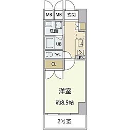 名鉄瀬戸線 小幡駅 徒歩28分の賃貸マンション 8階1Kの間取り