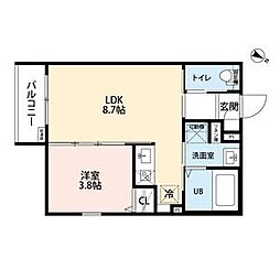 名古屋市営東山線 藤が丘駅 徒歩10分の賃貸アパート 1階1LDKの間取り