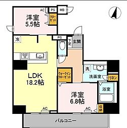 名古屋市営東山線 一社駅 徒歩1分の賃貸マンション 14階2LDKの間取り