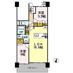 名古屋市営東山線 東山公園駅 徒歩8分の賃貸マンション 2階2LDKの間取り