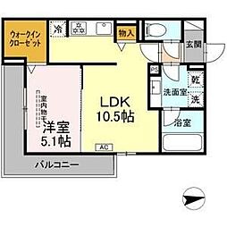 JR中央本線 新守山駅 徒歩10分の賃貸アパート 2階1LDKの間取り