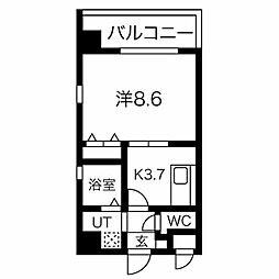 名古屋市営東山線 今池駅 徒歩2分の賃貸マンション 7階1Kの間取り