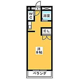 名古屋市営鶴舞線 塩釜口駅 徒歩5分の賃貸マンション 3階1Kの間取り